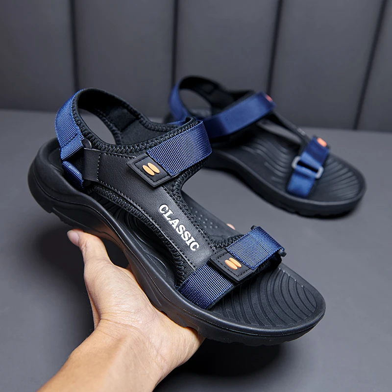 Men's summer sandals, casual vacation beach pattern, stylish light shoes, outdoor comfortable sandals large size 39-46