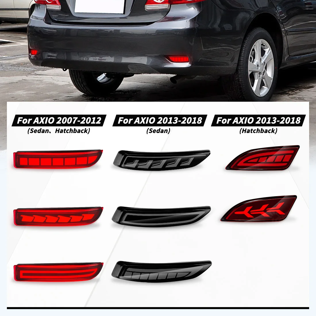 

For Toyota Corolla Axio Fielder Sedan Hatchback 2007 2008-2015 2016 2017 2018 LED Rear Bumper Reflector Lights Brake Turn Signal