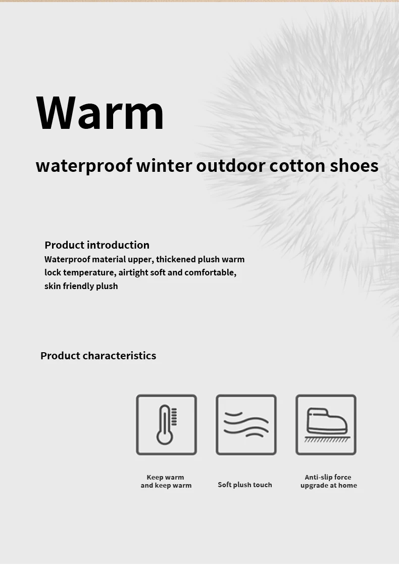 Herren Winter PU-Leder Wasserdichte Geschlossene Warme Hausschuhe, Slip-On mit Dickem Plüschfutter, Rutschfeste Weiche Sohle, Gemütliche Hausschuhe – Detail 4