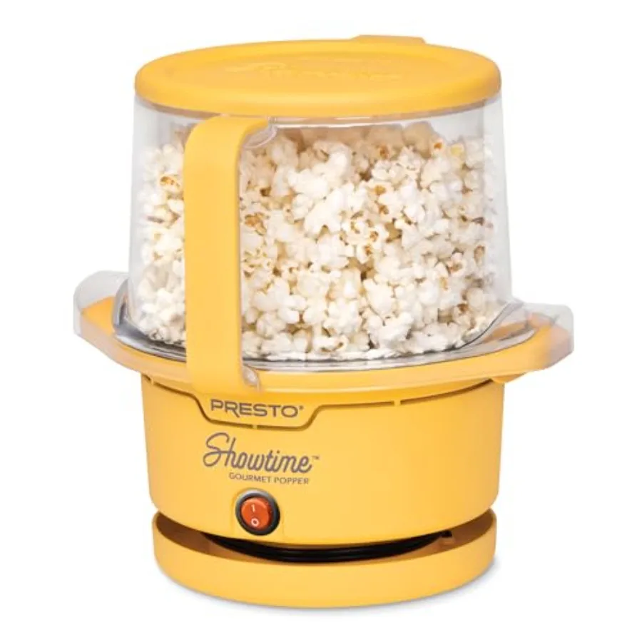

05206 Аппарат для приготовления попкорна Showtime Gourmet Oil Popcorn Popper - на 9 чашек, со встроенной чашей для подачи, компактный дизайн, керамическое антипригарное покрытие, без ПФАС, желтый