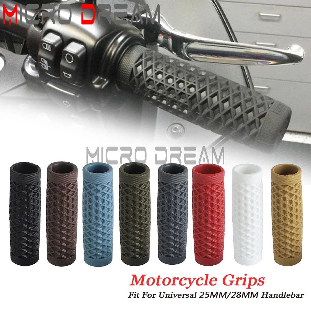 2x 1Inch 25 28mm Motorcycle Grips Handle Bar For Harley Cafe Racer Universal Motocross Motorbike Rubber Non Slip Grip 8 Colors