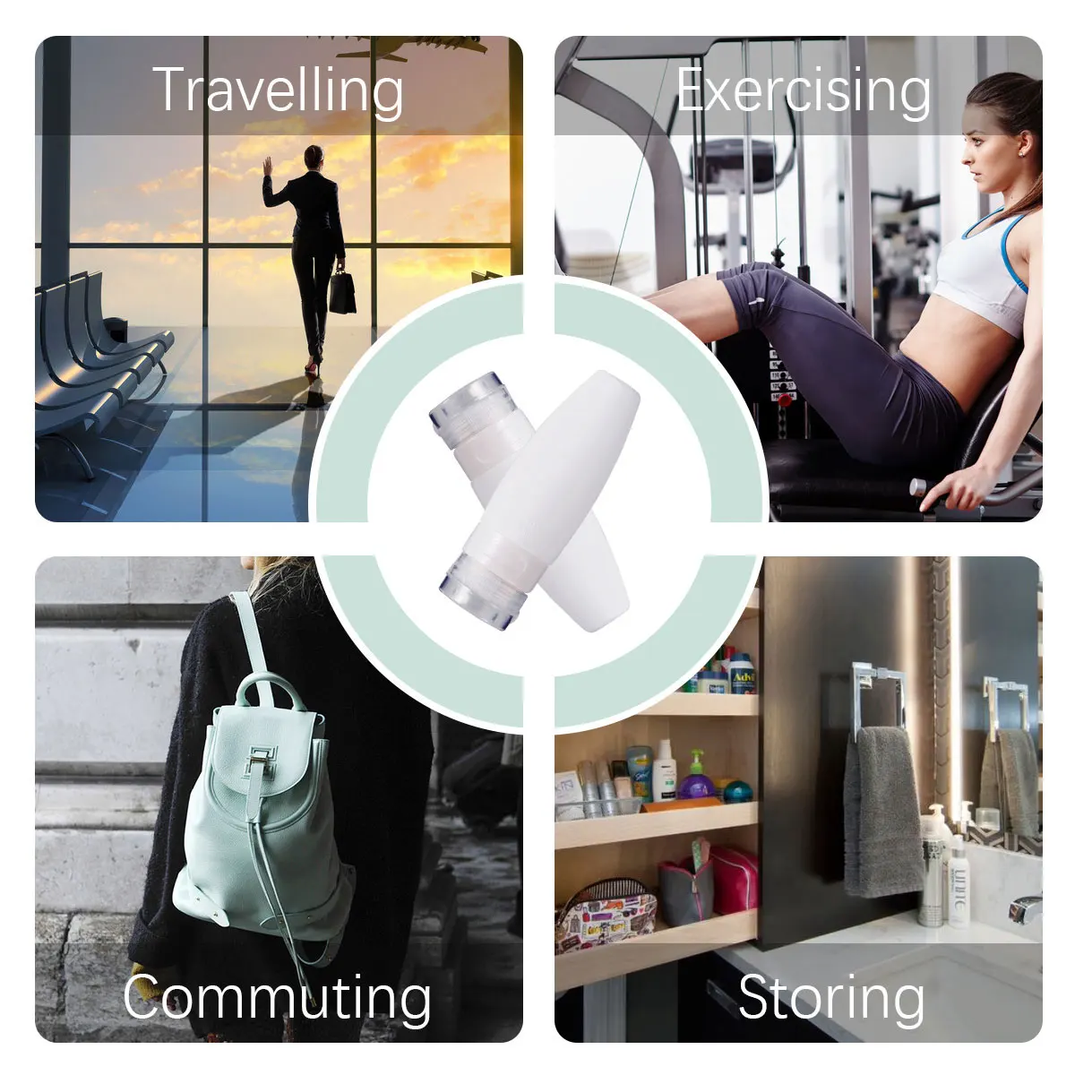 

4 Pcs Travel Bottles Silicone Durable Lightweight Portable Cosmetics Containers Shampoo Bath Cream Conditioner Toiletries