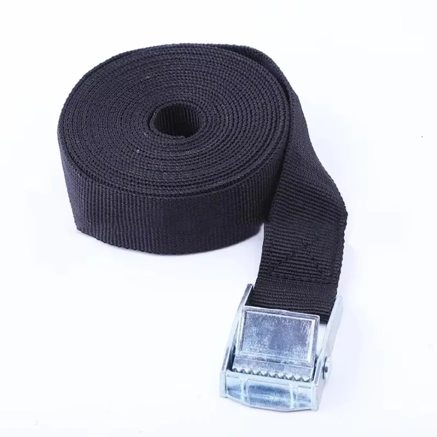 1M/2M/3M/5M Black Buckle Tie-Down Belt Cargo Straps 2.5cm Car Luggage Strap Zinc Iron Press Buckle Tie Auto Accessories 1x