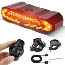 Wireless Smart Bike Tail Remote Controller Turn signal warn USB Rechargeable LED Bicycle Lights Mountain Road