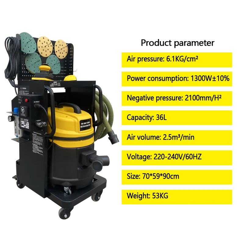 Pneumatic Dust Free Sander Machine Vacuum Dry Sanding Grinding Dust Extraction System
