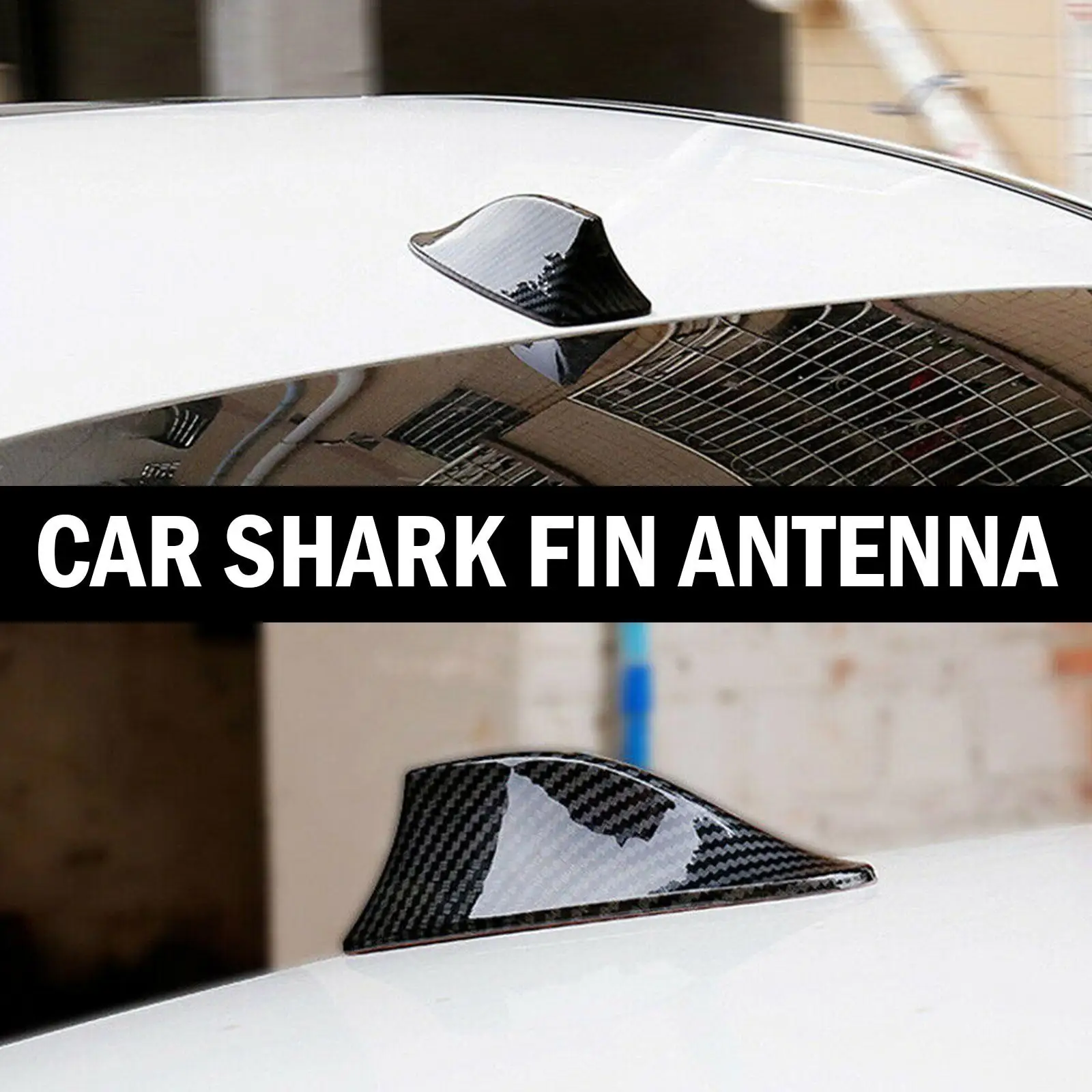 Car Radio Shark Fin Car Shark Antenna Cover Sticker Style Fiber Carbon FM Signal Roof Antenna Aerial Amplifier Base AM M0W4