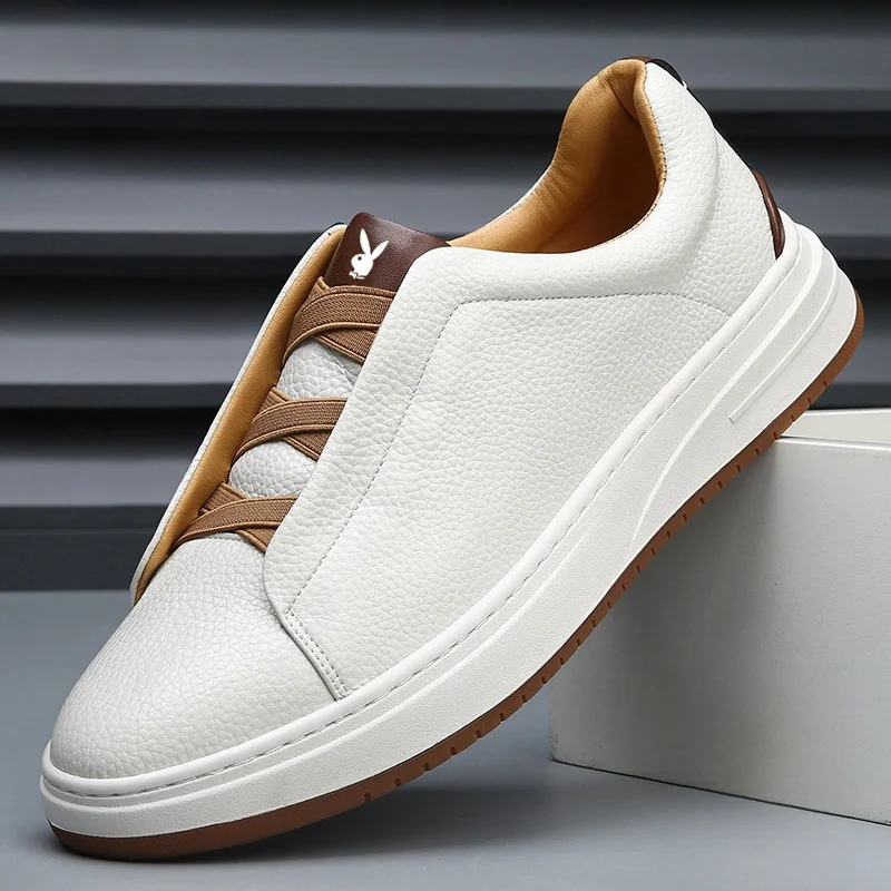 

Men's oes 2025 Autumn New Genuine Leather Slip-On Casual oes Low Top Faionable White Sneakers Wear Resistant
