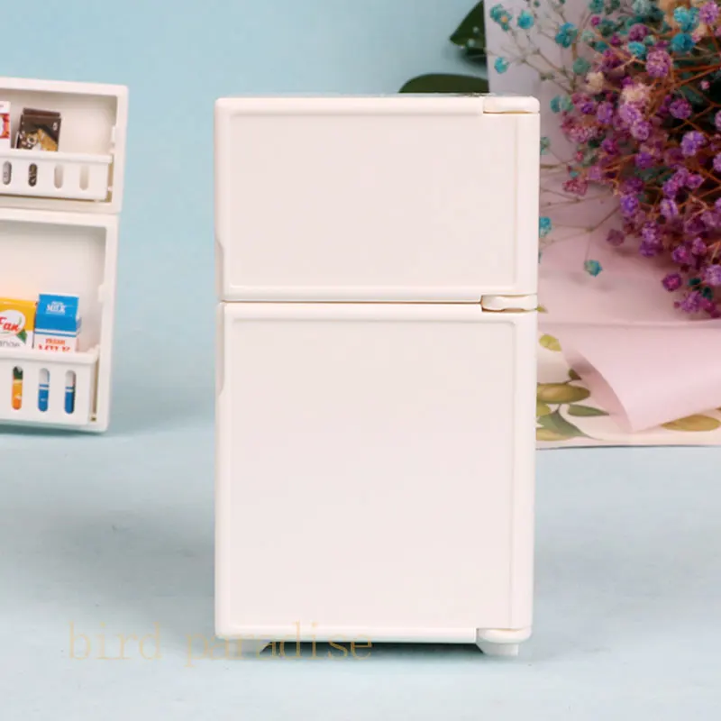 Mini refrigerador de juguete para niños, modelo de nevera para casa de muñecas en miniatura, muebles de cocina, accesorios de juego de simulación, comida, regalo para niñas, 1/6