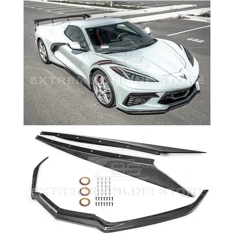 

Подходит для замены Chevrolet Corvette на 2020 год C8 | Передний бампер из углеродного волокна GM Z51 Style, нижний разделитель губ