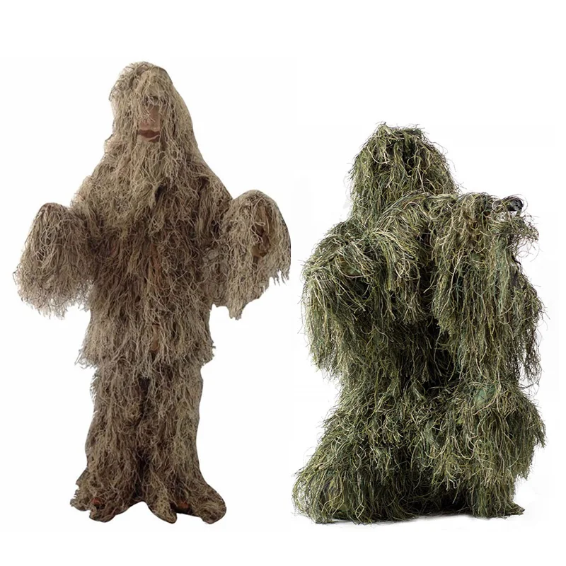 Tactical Camouflage Clothing 3D Withered Grass Ghillie Suit 5 PCS Sniper Hunting Suit Army Hunting Clothes Birding Suit