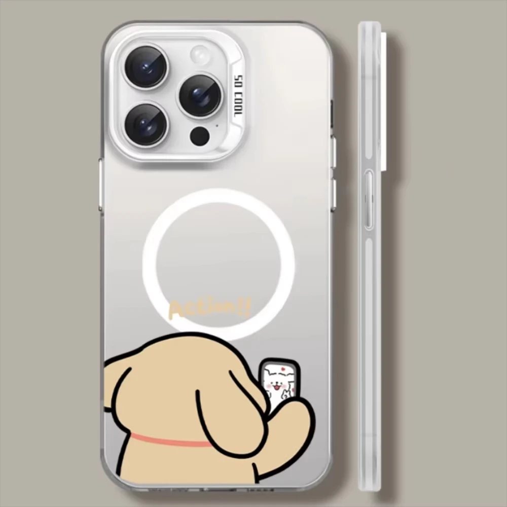 كارتون جميل جرو زوجين ل Magsafe حافظة هاتف مغناطيسية آيفون 17 الهواء 16 برو ماكس 15 14 زائد 13 12 11 برو الغطاء الخلفي #6