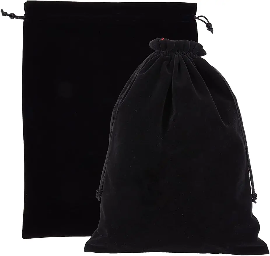 2Pc Black Velvet Bags with Drawstrings 14.57x11.02 Large Drawstring Jewelry Pouches Big Wrapping Bags Drawstring Jewelry Pouches