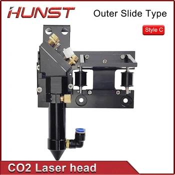Hunst-CO2 Cabeça exterior do laser do trilho com motor deslizante, bocal da assistência do ar para a lente do espelho D25 mm, diâmetro 20mm, FL 50.8mm, 63.5mm, 101.6mm