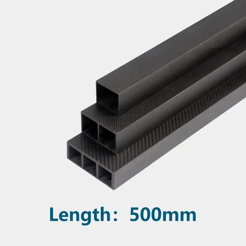 DZQ 1pcs 3K full carbon fiber square tube high strength length 500mm OD 10mm 15mm 20mm 22mm 25mm 30mm Glossy Surface aircraft