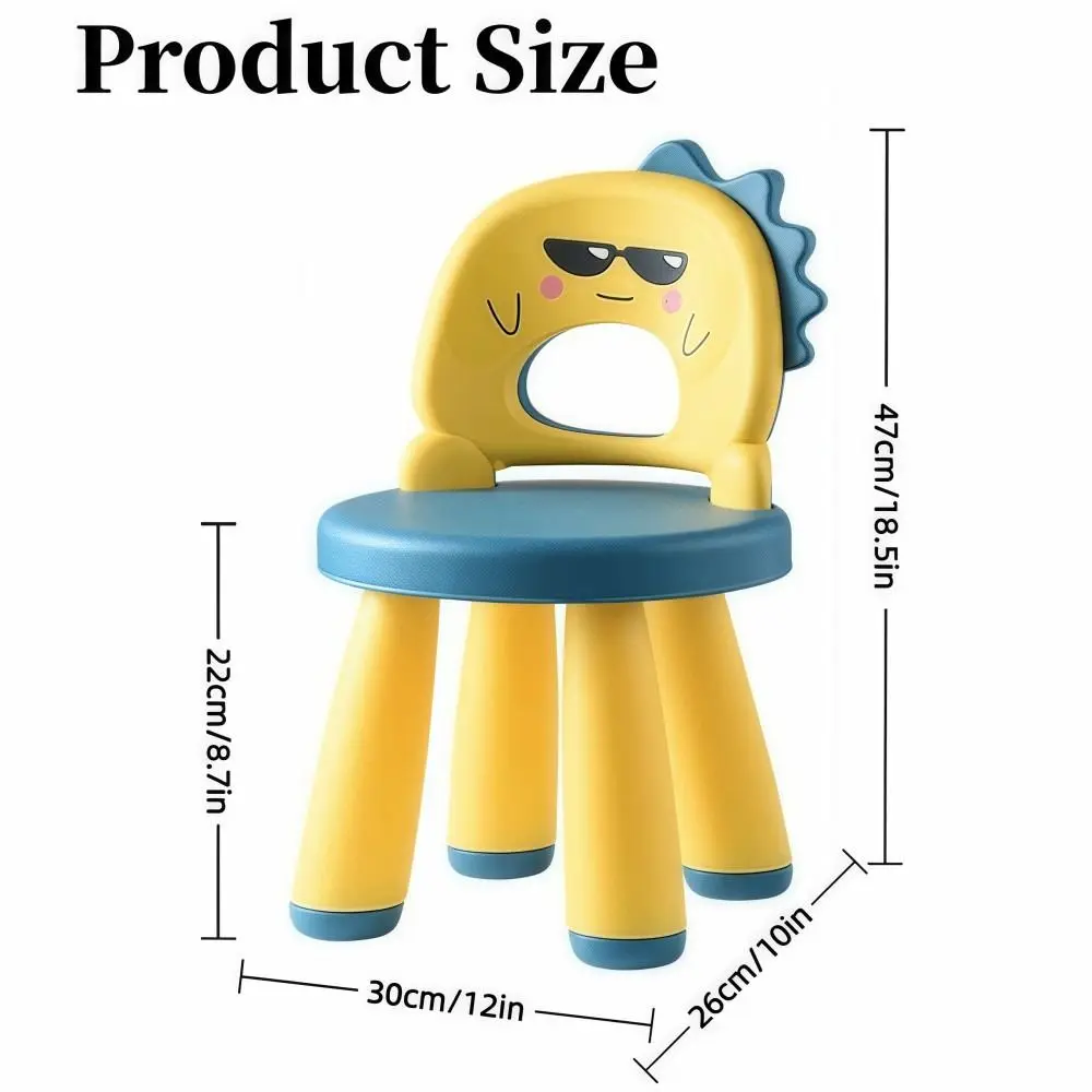 Durable Cartoon Kid Chair Sturdy with Backrest Learning Chair Anti-Slip Lightweight Children Dino Chair For Indoor/Outdoor