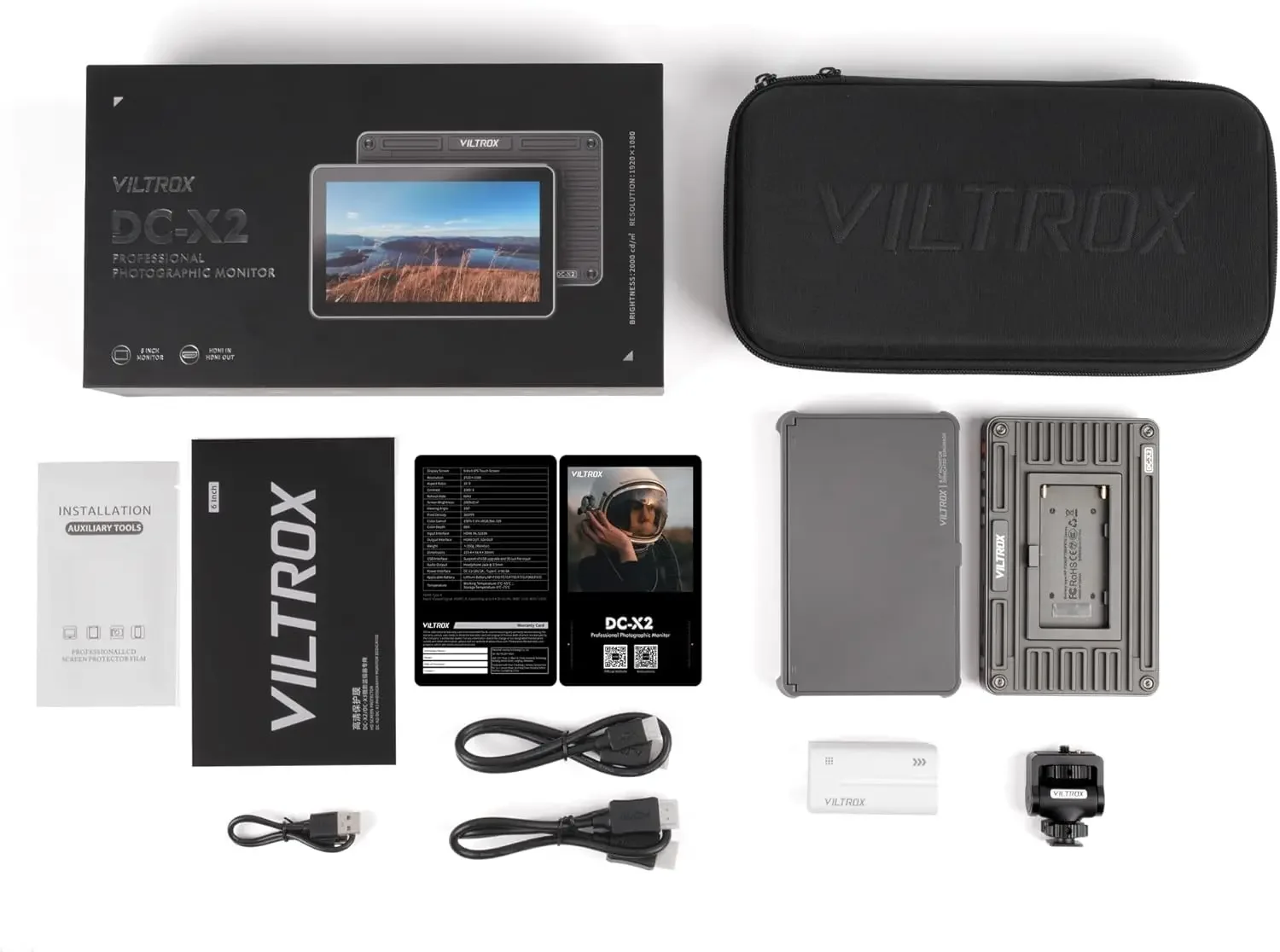 VILTROX DC-X2 6'' Full HD IPS Touchscreen   Kit 2000 Nits 4K HD  MI In/Out Video Field  Sunshade Hood 3D LUT