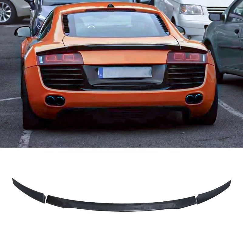 

3PCS Car-styling Carbon Fiber Rear Trunk Spoiler Lip Wing Car Sticker for Audi R8 V8 V10 2008 -2015