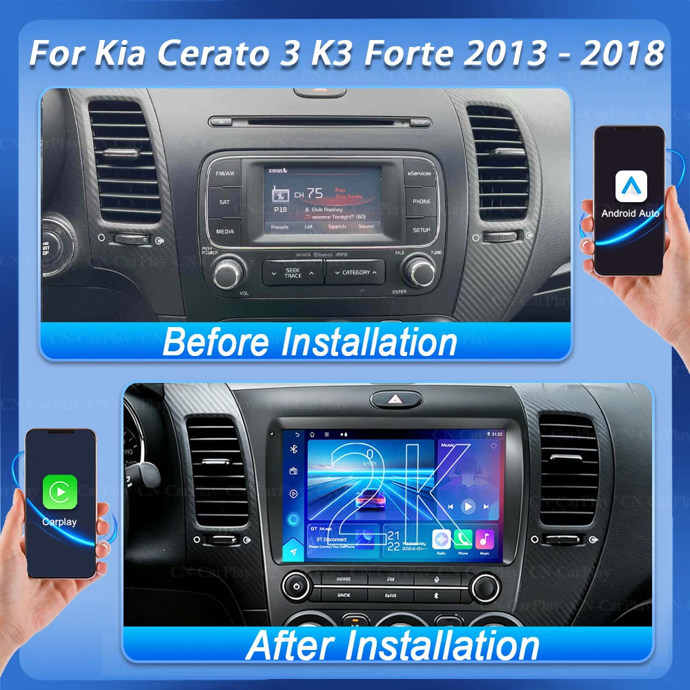For Kia Cerato 3 K3 Forte 2013 2014 2015 2016 2017 2018 Android 16 Car Auto Radio Multimedia Player Navigation GPS NO 2DIN DVD