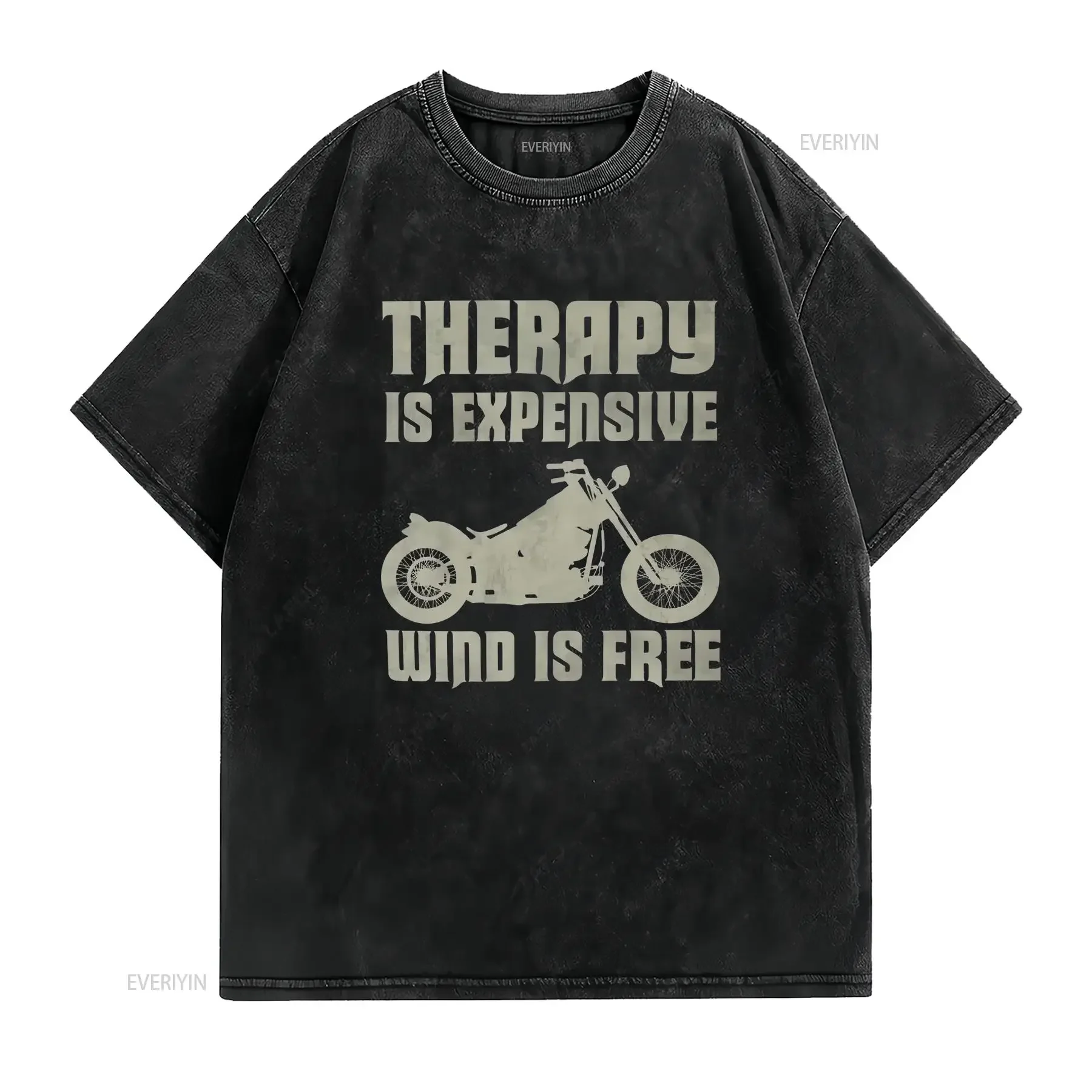 MotorcyclisT T Shirt Therapy Is Expensive Wind Free Motorcycle Riding Lovers Funny vintage Washed Casual Stretched Breathable