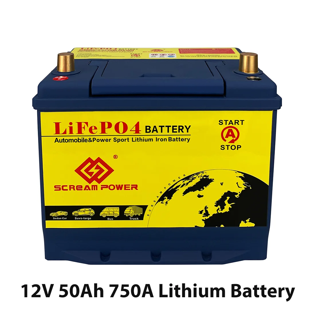 Lithium 65D23 12V 50AH 750CCA Motorcycle Battery Rechargeable Battery for ATV,Jet Ski,Scooter,PWC & More