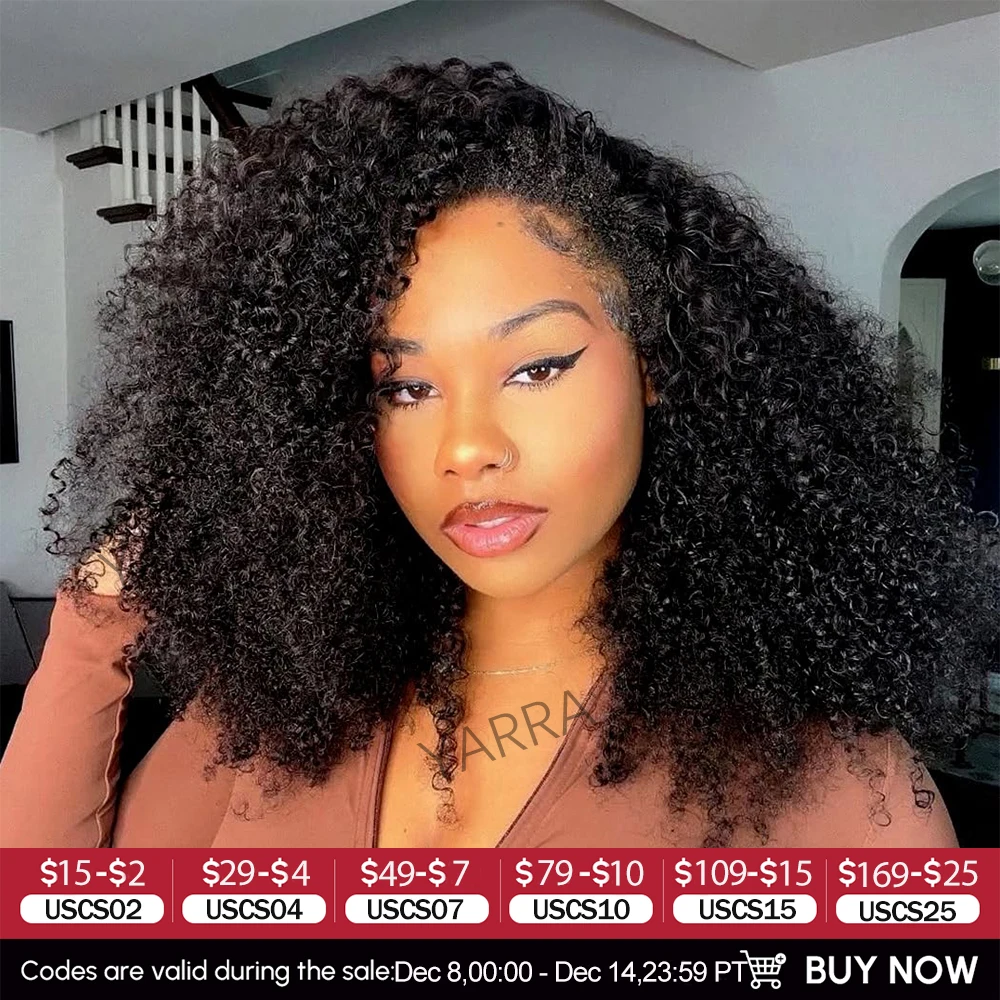 

3 в 1 полу бирманские кудрявые невидимые полупарики 3C4A человеческие волосы 180% плотность вьющиеся регулируемые 3/4 полупарики для чернокожих женщин