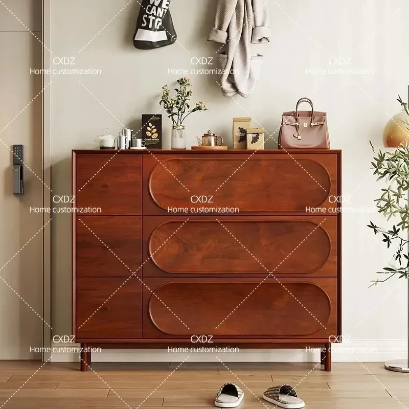 Antique Durable Tipping Bucket Shoe Cabinet Ultra Thin Household Simple Door Modern Retro Entrance Combined Storage