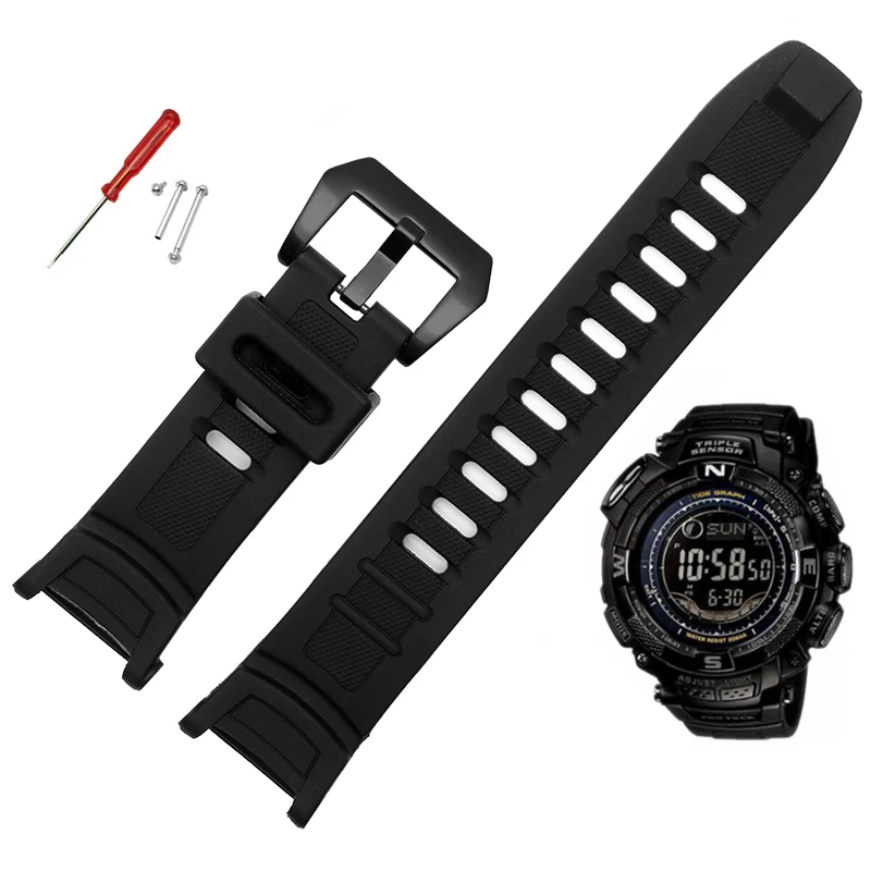 Silicone Rubber Watchband for Casio 3206 3135 PRG-130Y PRW-1500 PRW-1500Y Special Strap PROTREK 26*18mm Men Watch Band Bracelet