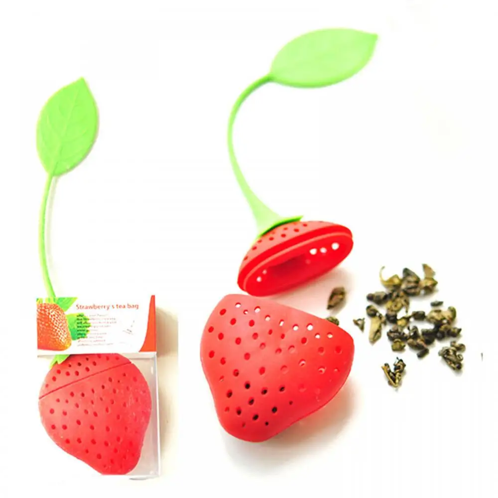 BargainHarbor Tea Strainer Silicone Strawberry Lemon Design Loose Tea Leaf Strainer Bag Herbal Spice Infuser Filter Tools