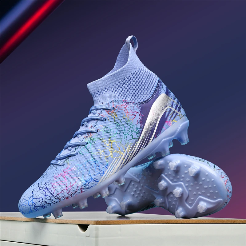 

Men’s Football Boots Breathable Soccer Flats Non-Slip Futsal Training Sneakers Women Outdoor TF/FG Ankle Support Soccer Shoes