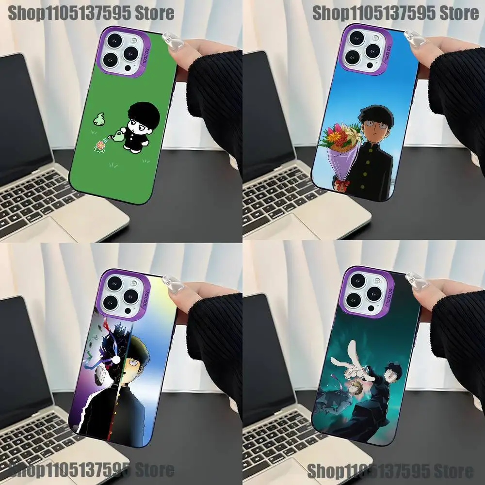 

M-Mob Psycho 100 Anime Phone Case For iPhone 17,16,15,14,13,12,11,Mini,Pro,E,SE4,XS,MAX Purple Candy Matte Cover
