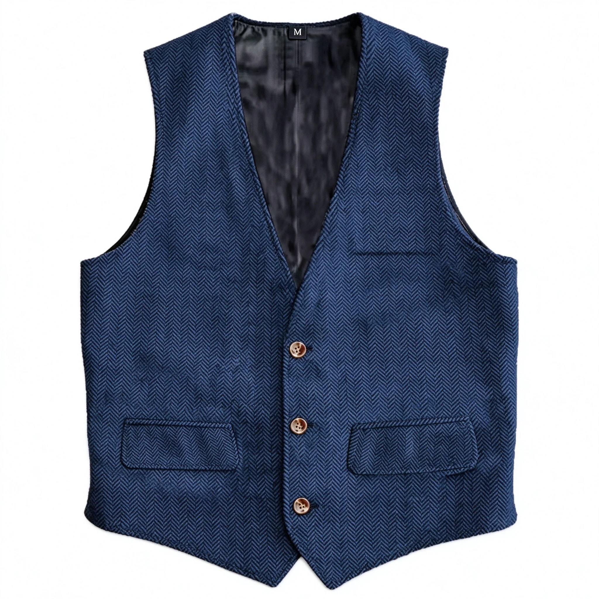 Men Vest Brown Herringbone Waistcoat Regular Slim Fit Single Button Vintage For Wedding Banquet Work Business Casual Men Vest