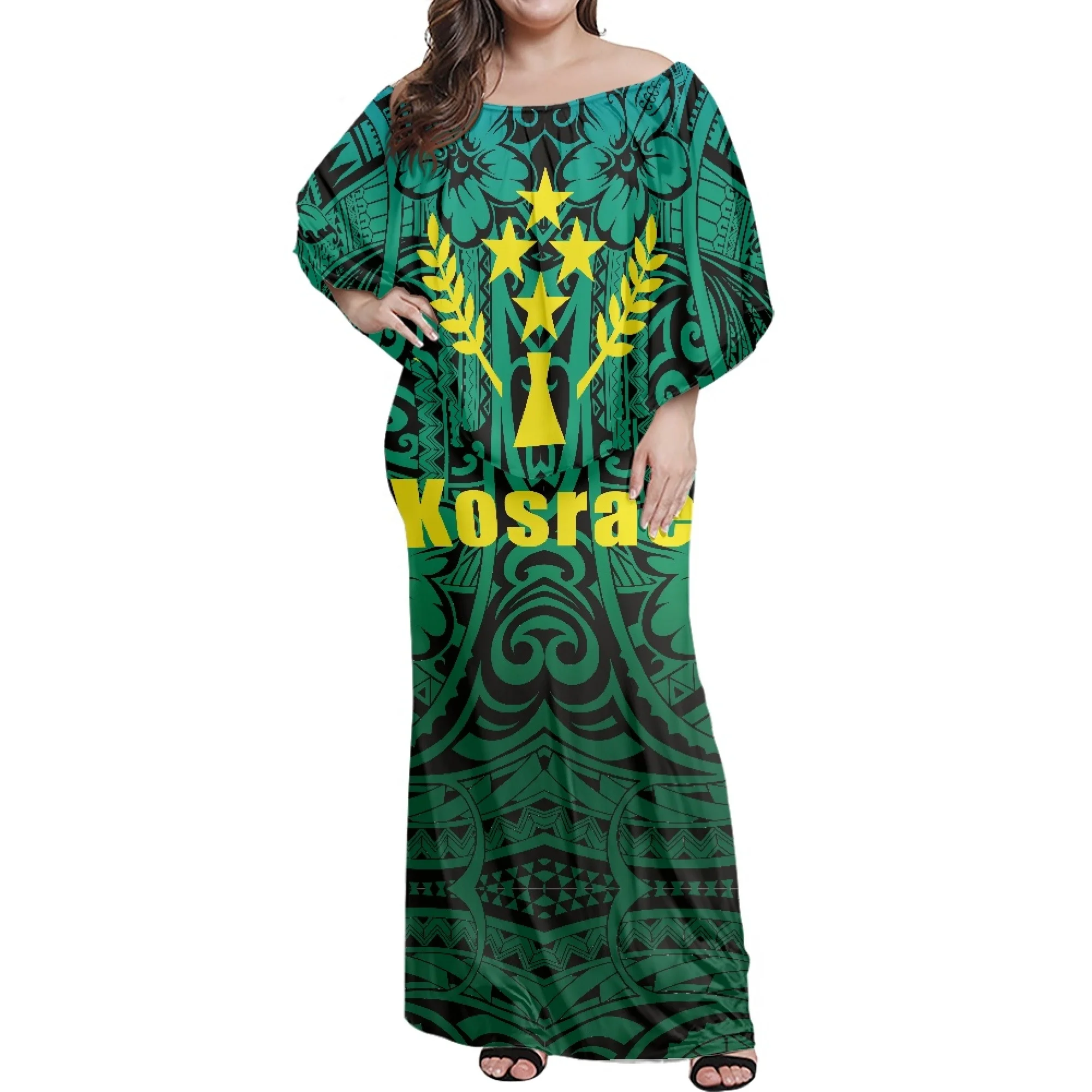 Factory Outlet Polynesian Samoan Tattoo Designs Gold Print Female Strapless Dress Lady Tight Dress Fashion Streetwear