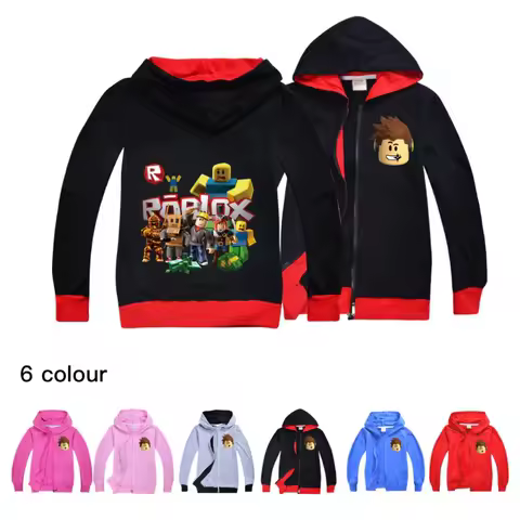 Game Roblox Creative Peripheral Cartoon Cute Spring and Autumn Winter Children's Zipper Jacket Casual Coat Children's Clothing