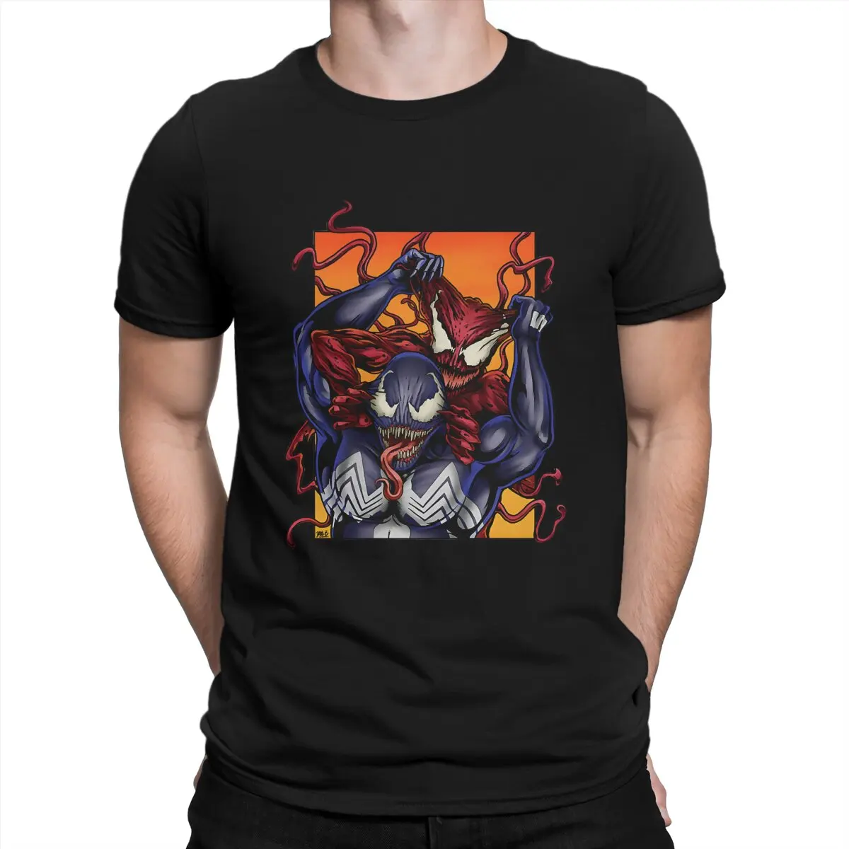 Camisetas de héroes de Marvel para hombre, camisa divertida de Venom, 100% algodón, cuello redondo, manga corta, ropa estampada
