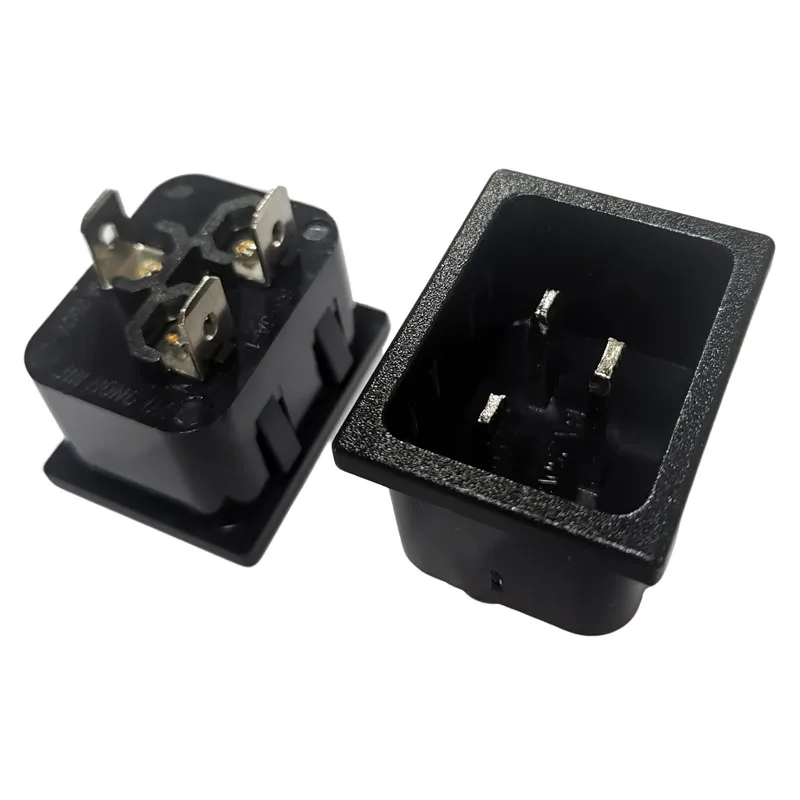 2PCS Black 16A 250V IEC320 C19 C20 universal Panel Mount Power Adaptor Plug connector socket PDU/UPS Industrial AC power socket