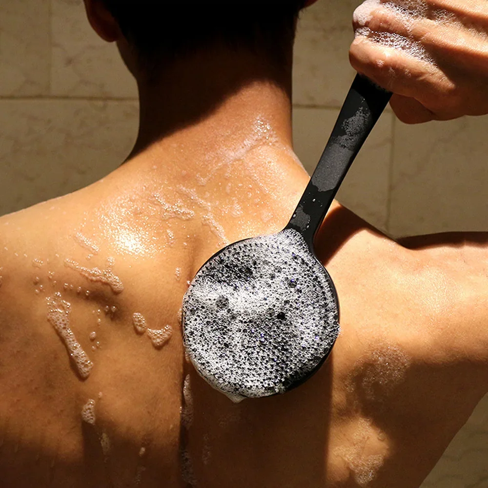 Spazzola per la schiena morbida da bagno Spugna per doccia da bagno Spazzola per la pulizia con manico Scrub esfoliante Massaggiatore per la pelle Spazzola per il bagno esfoliante