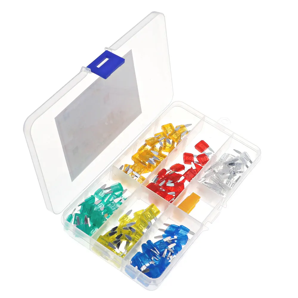 120Pcs Mini Blade Fuse Assortment ชุดยานยนต์รถบรรทุกฟิวส์ผู้ถือผสมชุด5A 10A 15A 20A 25A 30A