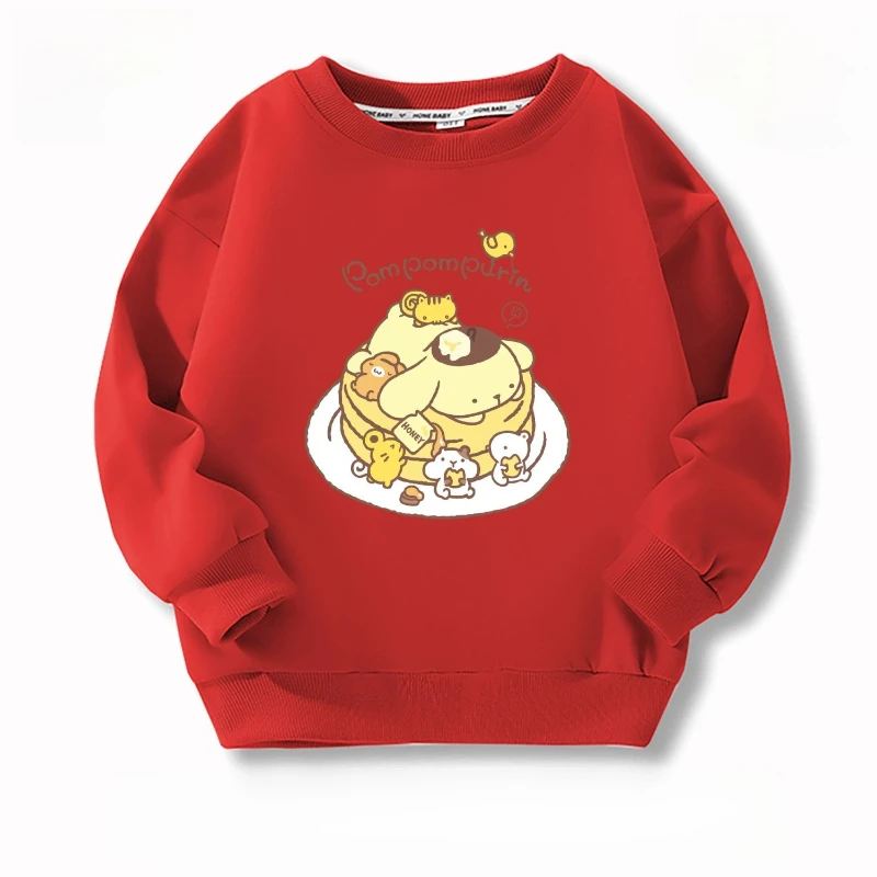 Baby Girls 100% Cotton Clothes Top Kid Pompompurin Printed Pullover Children  Autumn Fashion Long Sleeve T-shrits Boy Clothes