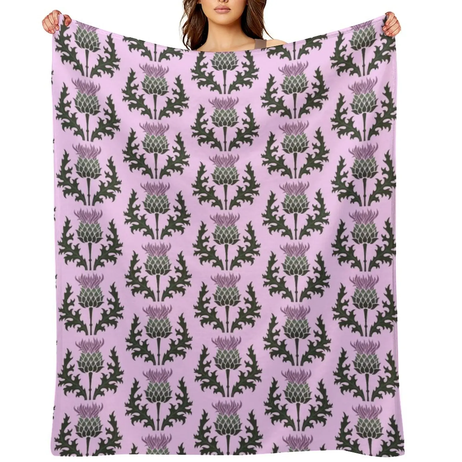 

Scottish Thistle Flower of Scotland on Pale Pink Throw Blanket Polar Comforter Bed Fashionable Blankets