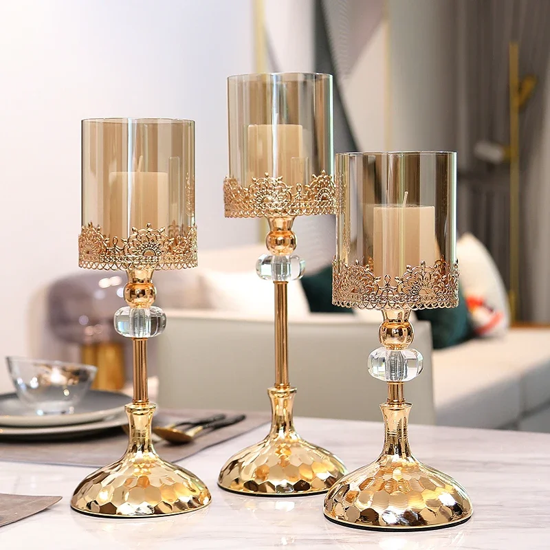 Crystal Candle Holder Luxury Wedding Party Festival Christmas Romantic Dinning Table Centerpiece Candlestick Home Decoration
