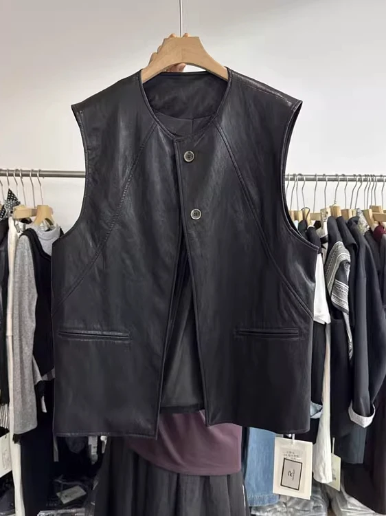 

Очень большой кожаный жилет Extra Large 300 Pou High-End из натуральной кожи, осенний, в американском ретро-стиле, для многослойного ношения