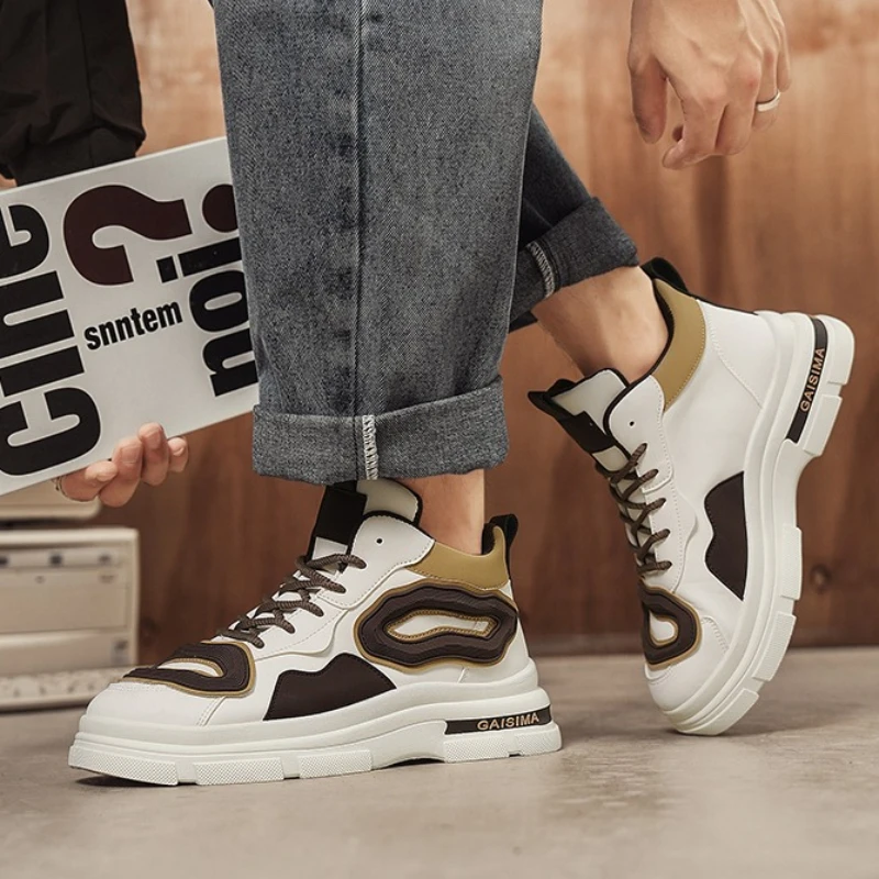 

Autumn and Winter Thick-soled Trendy Street Style Fashionable Retro Style Flat Lace-up Plus-size Men's High-quality Work Boots