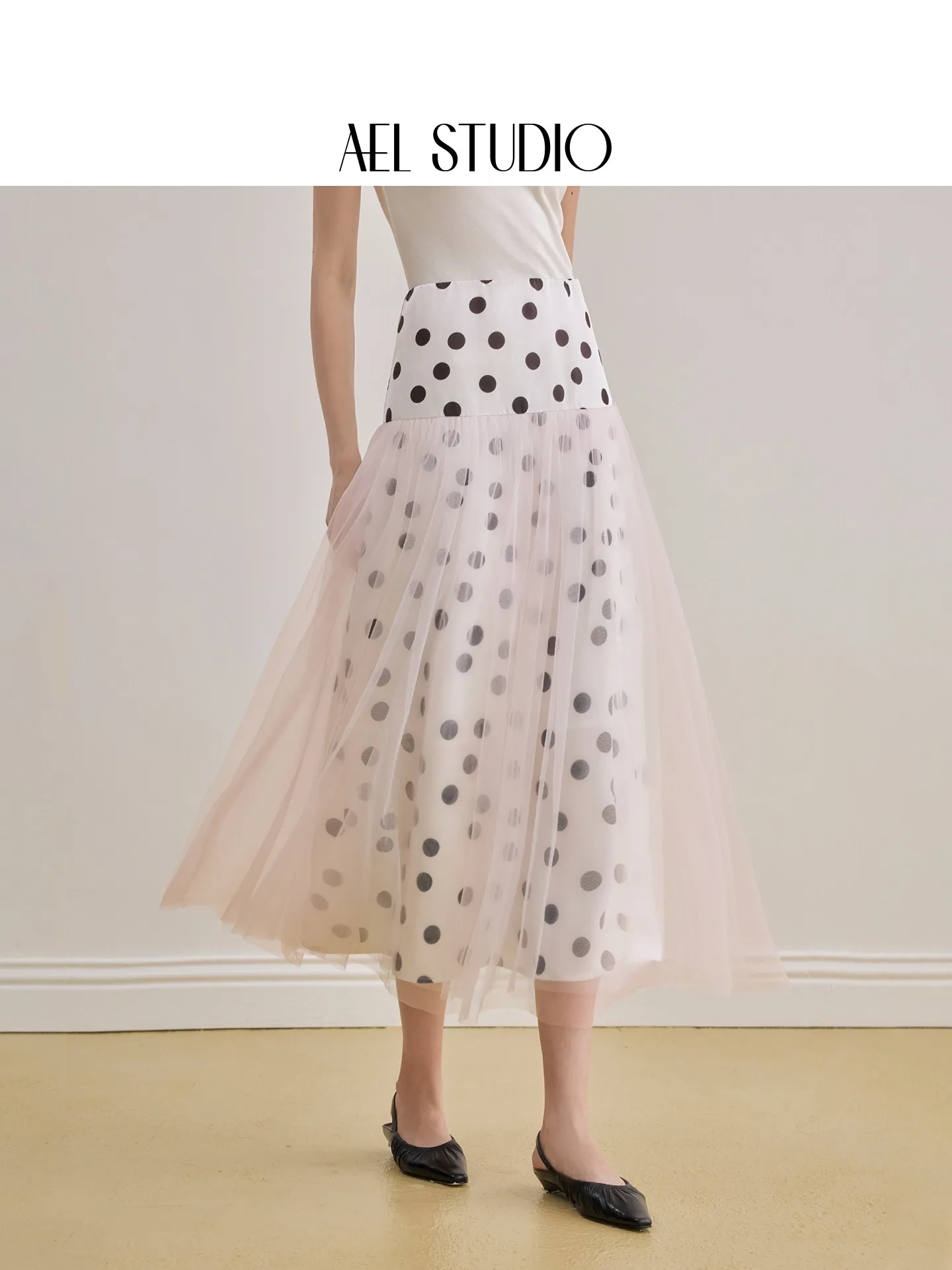 AEL Original Französischer Eleganter A-Linien-Rock 2026 Neuer Sommer-Mesh-Rock mit lockerem Polka-Dot-Muster für Damen – Detail 3