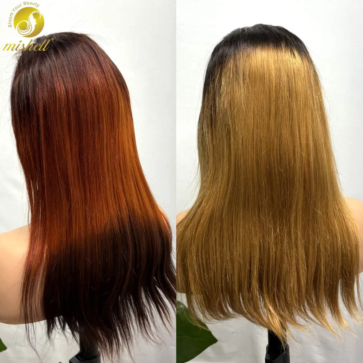 

18inch 4/350/4 Ginger Orange Straight Human Hair Wigs 250% Density 13x4 Lace Frontal Colored Brazilian Remy Hair Wigs for Women