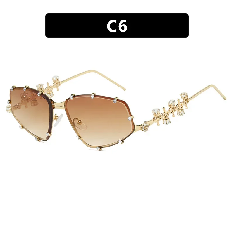 موضة حجر الراين نظارات النساء الرجال المتضخم القط العين نظارات معدنية المتضخم البيضاوي ظلال الإطار خمر بلينغ نظارات الحفلات