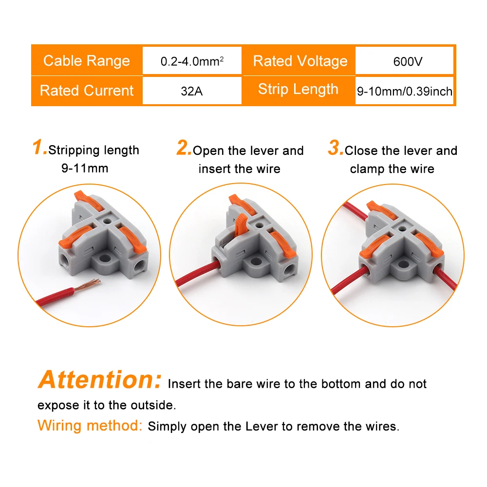 5PCS T3 T4 Quick Connector T-Clip Three-Way And Four-Way Splitter T-Clip Cable Branch Quick Connector Terminals image 4