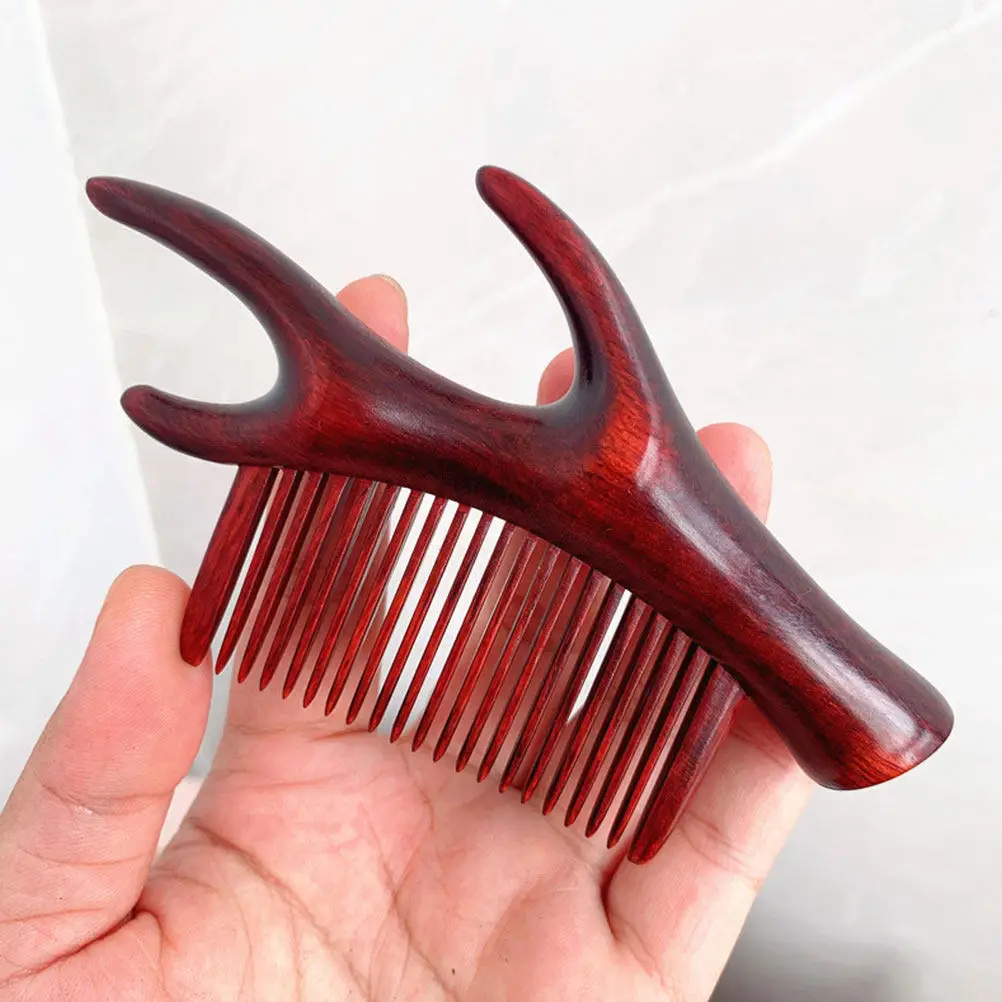 

Креативная деревянная расческа в форме оленьих рогов для женщин, для распутывания волос и массажа кожи головы, с широкими зубьями, в традиционном китайском стиле, подарок для ухода за волосами