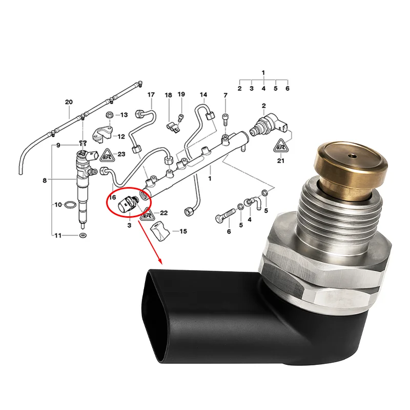 180MP CR FUEL PRESSURE Rail SENSOR FOR BMW E46 E53 E60 E61 E63 E71 E72 X3 X5 X6 335d 320d 330d 3.0L 2001-2013 13537787167