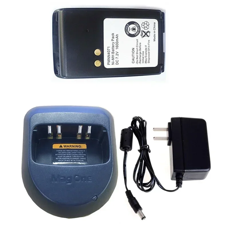 PMNN4071 7.2V 1600mAh NI-MH Battery + PMLN4685A PMLN4822AR AC Dock Charger for Motorola Mag One A8 A6 BPR40 Radio Walkie Talkie