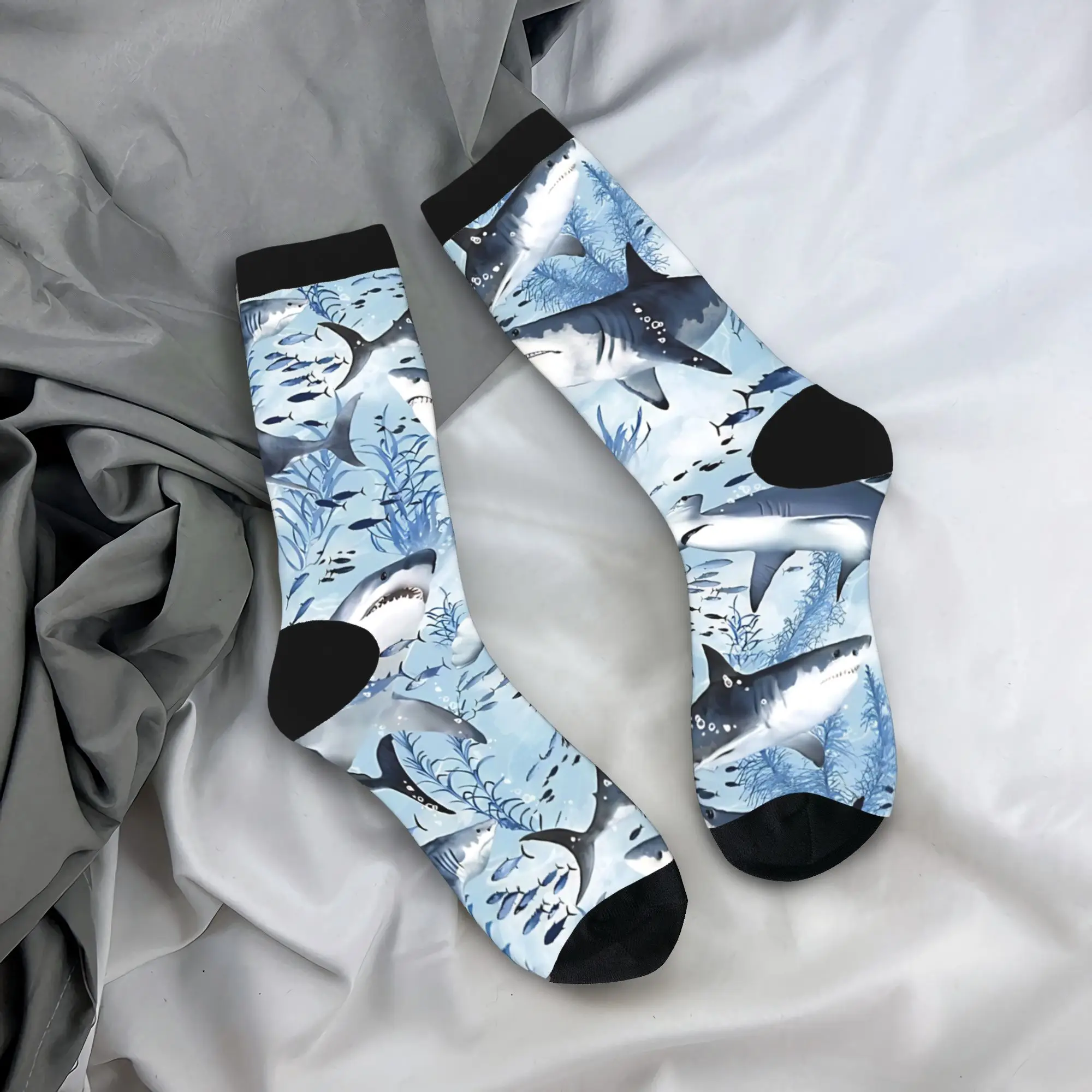 

Shark In The Ocean Stockings Men Socks Quality Fashion Socks Winter Skateboard Non Slip Design Socks Gift Idea